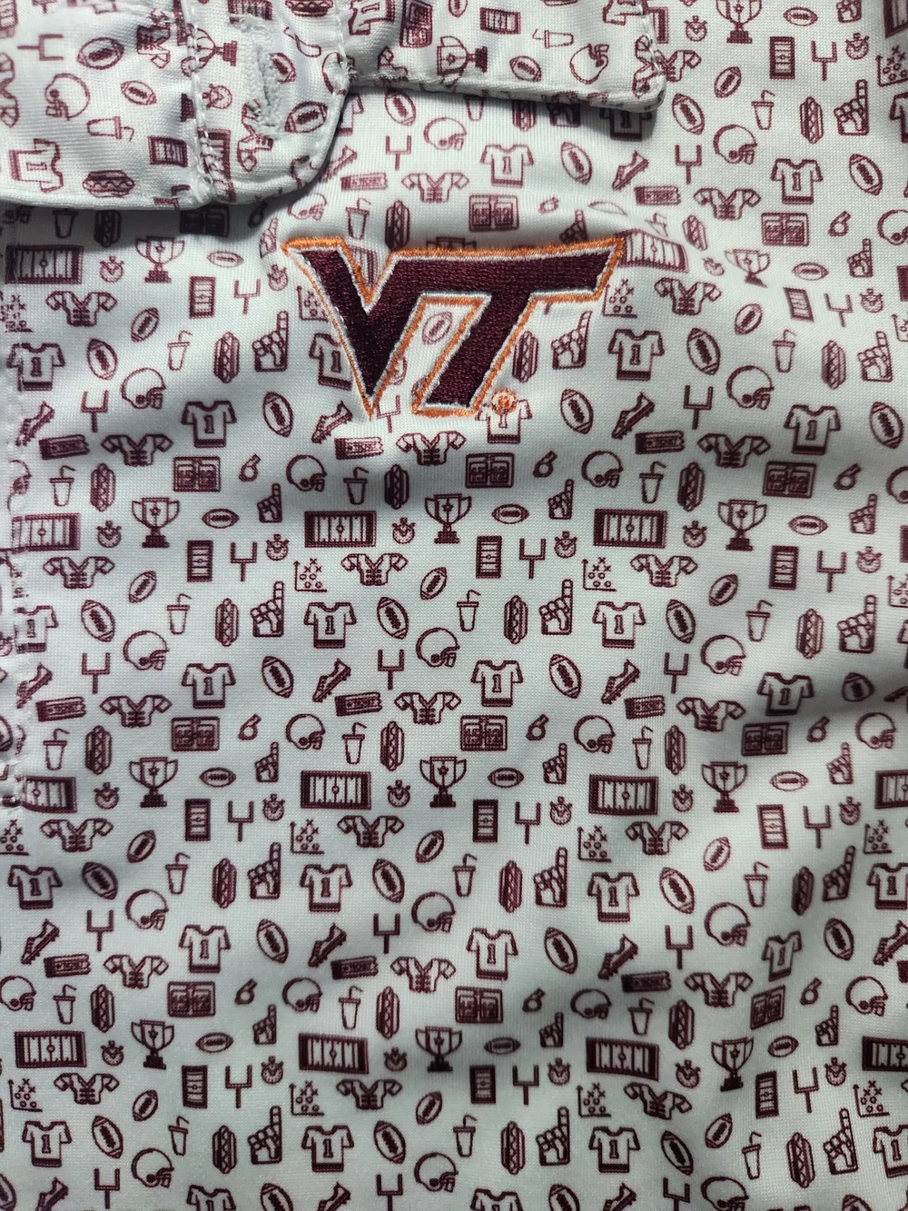 Garb Boys Virginia Tech VT Logo Polo with Maroon Football Microprint Kids, 5T